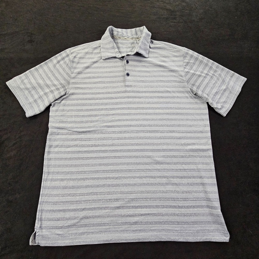 Walter Hagen Blue Striped Short Sleeve Performance Polo Shirt Men's L